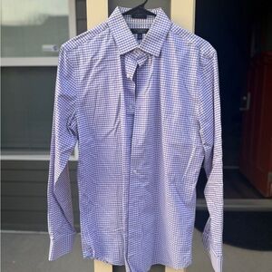 Banana Republic Purple Gingham Dress Shirt Grant Fit Men’s M